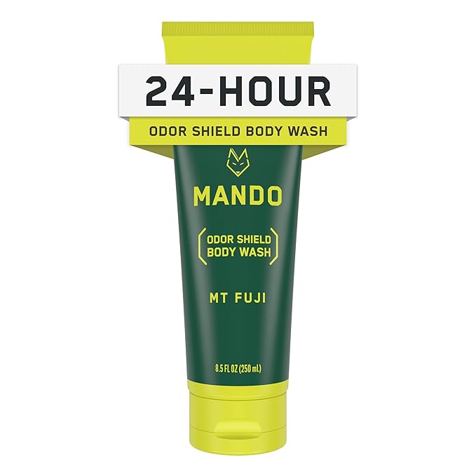 Mando Odor Shield Body Wash - 24 Hour Control - Removes Odor Better than Soap - SLS and Paraben Free, Skin Safe - 8.5 Ounce (Mt Fuji)