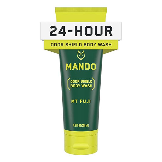 Mando Odor Shield Body Wash - 24 Hour Control - Removes Odor Better than Soap - SLS and Paraben Free, Skin Safe - 8.5 Ounce (Mt Fuji)