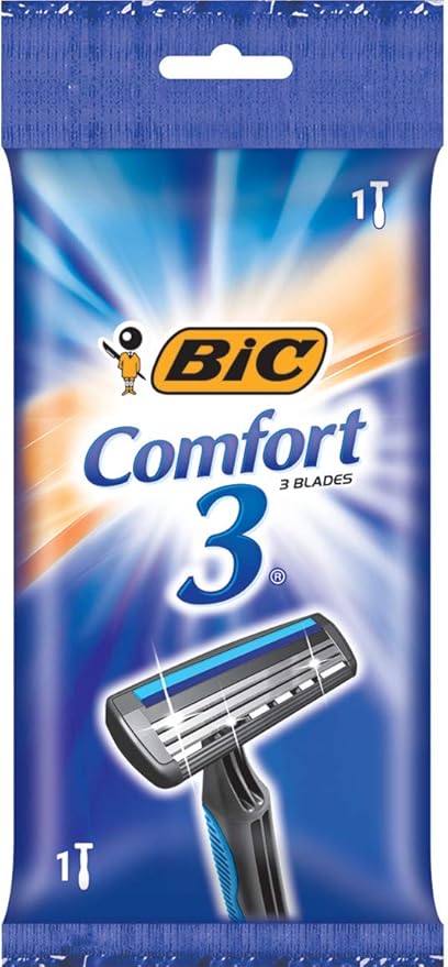 BIC Comfort 3 Men's 3-Blade Disposable Shaving Razor, Individually Wrapped Men's Razors, 36 Count(pack of 1)