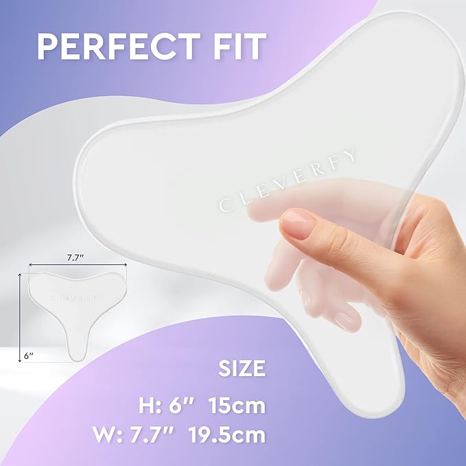 Cleverfy Silicone Chest Wrinkle Pads for Décolleté - 3-Pack of T-Shape Reusable Anti-Wrinkle Patches