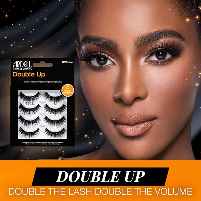 Ardell False Eyelashes Double Up 207 - Twice the Volume, Round Lash Style, Reusable Lashes, 4 Pairs, 1 Pack