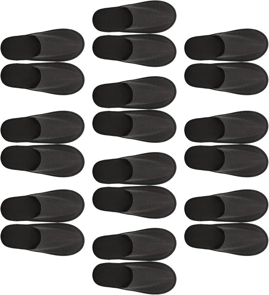 Milisten Shower Shoes 20Pcs Disposable Cotton Closed Toe Slippers Washable Folding Spa Slippers for Guests, Hotels, Office (Light Grey)