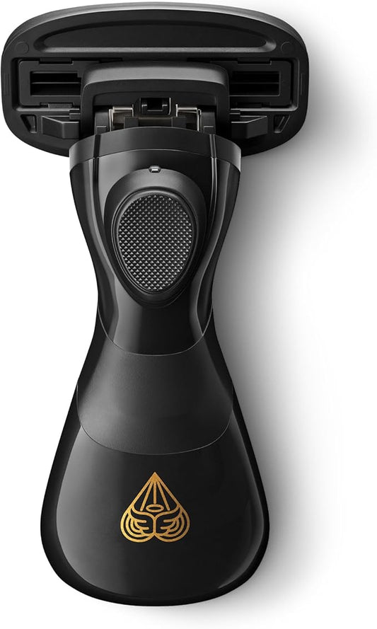 MANSCAPED® The Crop Shaver® Men's 3-Blade Stainless Steel Groin Hair Razor with Pivoting Head, Micro Comb Bar, Wide Lubrication Strips - with 4 Replacement Cartridges