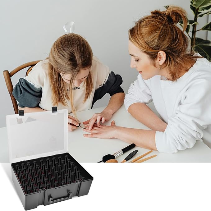 ALCYON Universal Nail Polish Holder & Organizer Contains 54 Bottles for Gellen, for Beetles, for Sally Hansen, for OPI, for Essie and Other Fingernail Polish (ONLY A CASE)-Black