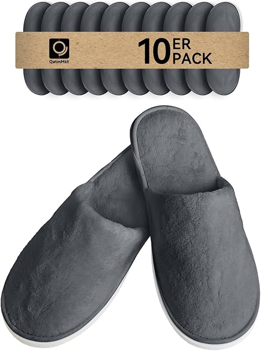 10Pcs Unisex Disposable Slippers for Guests, SPA, Hotel, Bath, Travel - Bulk Cotton Slippers for Shoeless Home, Guest House or Commercial Use