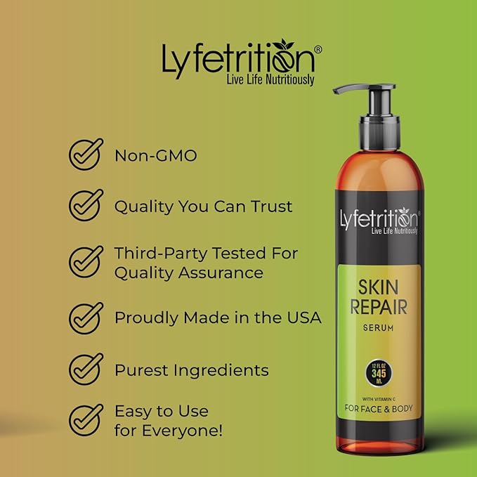 Lyfetrition skin repair serum | 12 oz Large Bottle | Repair Acne, Allergies and Sunburn | Skin Repair Serum for Men and Women | Skin Repair Serum for All Skin Types