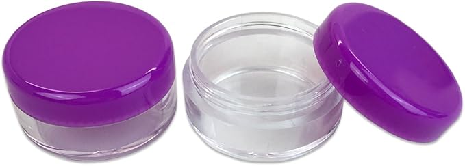 Beauticom 5G/5ML Round Clear Jars with Purple Lids for Cosmetics, Medication, Lab and Field Research Samples, Beauty and Health Aids (Quantity: 200 Pieces)