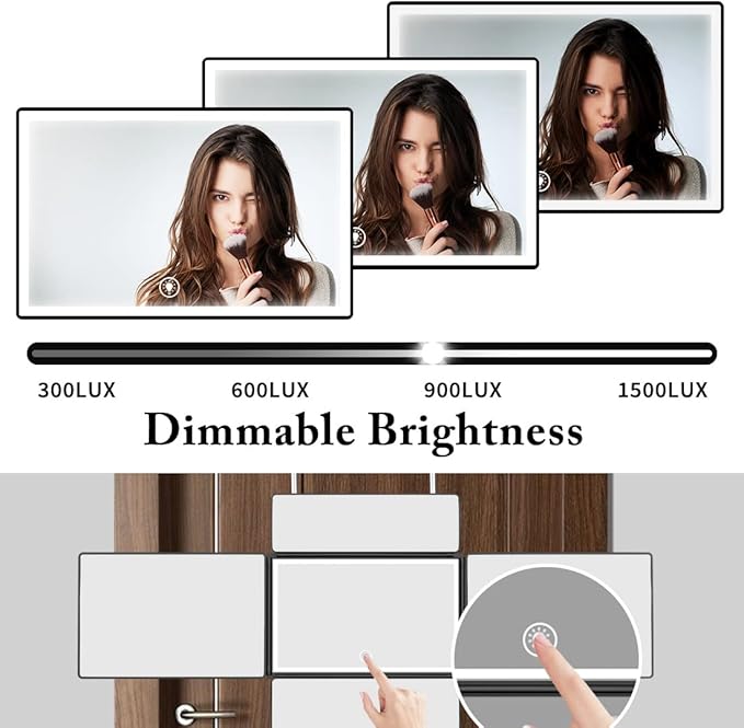 UHdod 5 Way Mirror for Hair Cutting with LED Light, 360° Barber Mirrors with Adjustable Height Brackets, Makeup Mirror for Self Cut, Shaving, Grooming, Good Gifts for Men Women