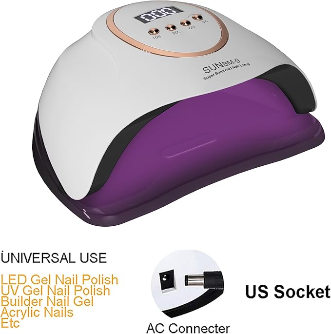 Professional UV Light Nail Lamp, 280W LED Nail Dryer Manicure Pedicure with Auto Shutoff, 66 Lamp Beads, 4 Timer Setting for UV Gel, UV Builder, Gel Nail Polish, Home, Manicure Store