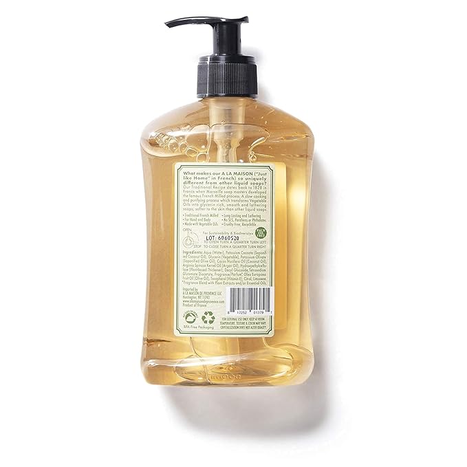 A LA MAISON French Liquid Hand Soap, Provence Lemon - Natural Hand Wash Made with Essential Oils - Biodegradable, Plant-Based, Vegan, Cruelty-Free, Alcohol & Paraben Free (16.9 oz, 6 Pack)