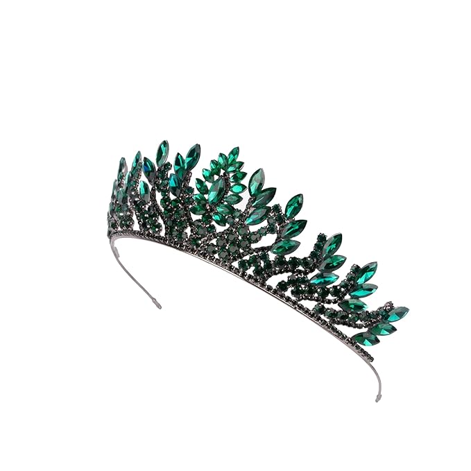 LIMELIA Women's Tiara for Henna Wedding Party|Glitter Hair Accessories for Bridal Birthday Pageant Prom Halloween Cos-play Christmas Party|Danver-Green