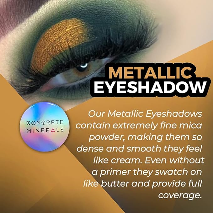 Concrete Minerals Metallic Eyeshadow, Silky- Smooth and Highly Pigmented, Longer-Lasting With No Creasing, 100% Vegan and Cruelty Free, Handmade in USA, 8 Grams Loose Mineral Powder (Jinxed)