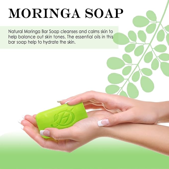 Moringa Herbal Soap | Pack of 6 of 5oz soap Bar | Ideal for Men and Women, Soothing and Nourishing Soap for Moisturization