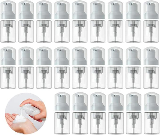 24 Pcs Empty Foam Pump Bottle 1oz/30ml Travel Size Plastic Pump Bottle Soap Bottle Portable Small Hand Sanitizer Dispenser Bottles, Refillable Clear Instant Foaming Bottles for Hand Lotion Shampoo
