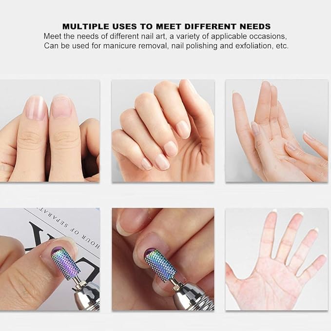 Nail Drill Bit Set, 10pcs Tungsten Steel Nail Drill Bit 3/32 inch Grinding Head Cuticle Drill Bit for Nails Manicure Set Professional Polishing Machine Tool for Pedicure