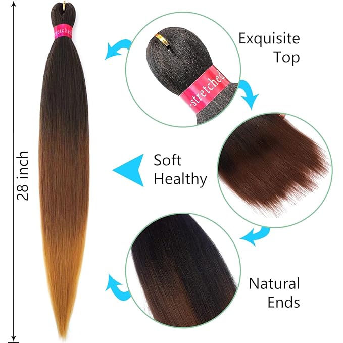 Colors Braiding Hair Pre stretched 28 Inches 3 Bundles Extensions Synthetic Hair Three Color Mix Diy Combinations