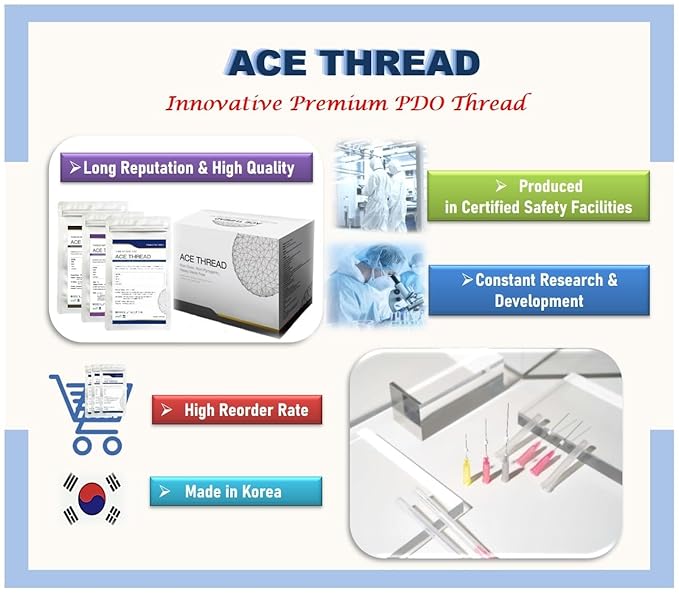 ACE PDO thread lift KOREA face/whole body - Mono Type (100pcs) - 11 sizes (30G25)