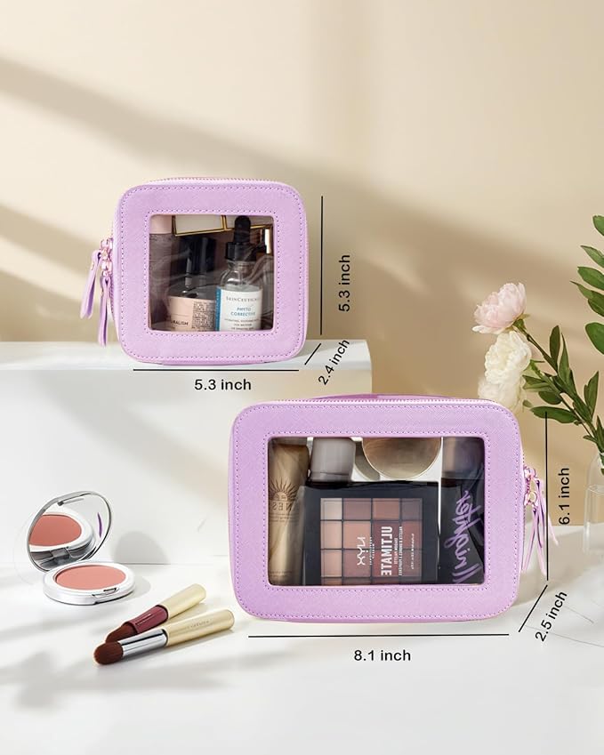 Clear Makeup Bag, Small Makeup Bag TSA Approved Toiletry Bag Cosmetic Travel Bag Cute Makeup Bag Organizer Makeup Case Pouch Car Essentials for Women Men