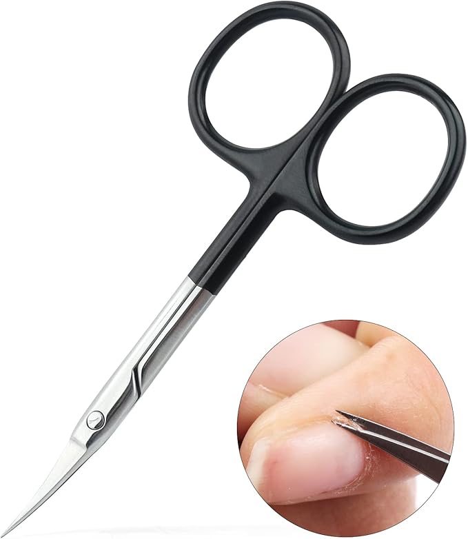 Cuticle Scissors for Women and Men Curved Stainless Steel with Tip Grooming Blades Manicure Nail for Dry Skin Nail Scissors (3)