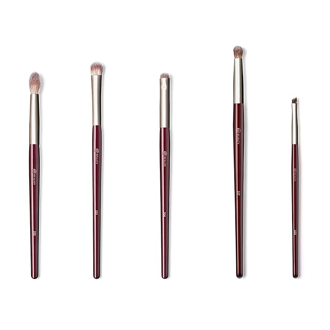 BK BEAUTY - BRUSH SET FOR HOODED OR SMALLER EYES (5PC) - Eyeshadow Brush Set for Blending, Smudging & Defining Eyeshadow and Eyeliner | Premium Eye Makeup Brushes for Precise Application