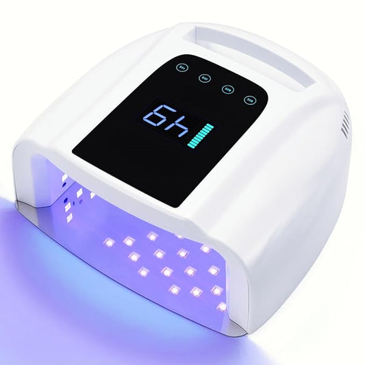 UV LED Nail Lamp 96W, Rechargeable UV Light for Gel Nails with Metal Base, Auto Sensor and 4 Timer Settings, Salon Quality UV Nail Light(White)