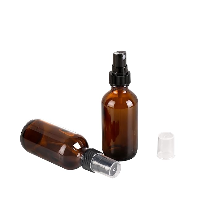 Amber Glass Small Spray Bottle 2 oz 24 Packs,Fine Mist Sprayer Small Clear Bottles,Refillable Containers mini spray bottles for Cleaning Solutions and Skin Care (Amber 24pcs)