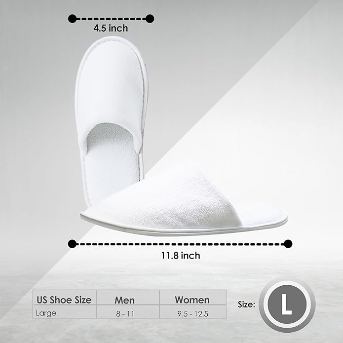 MODLUX Spa Slippers, 6-12 Pairs Cotton Velvet Closed Toe Disposable Slippers for Guests with Travel Bags, House, Indoor, Bathroom, Bedroom, Hotel, Bride Slippers