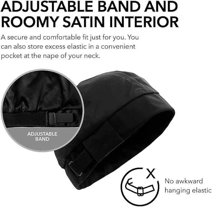 Hairbrella Premium Satin-Lined Mens Sleep Cap, Wave Cap, Adjustable Durags for Men, Durag Alternative for 360 Waves