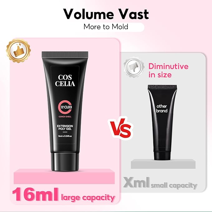 COSCELIA Poly Nail Gel Kit Starter Kit 18pcs 16ML Poly Nail Extension Gel without Lamp for Beginners with Everything Nail Thickening Solutions Matte Top Coat Gifts for Women