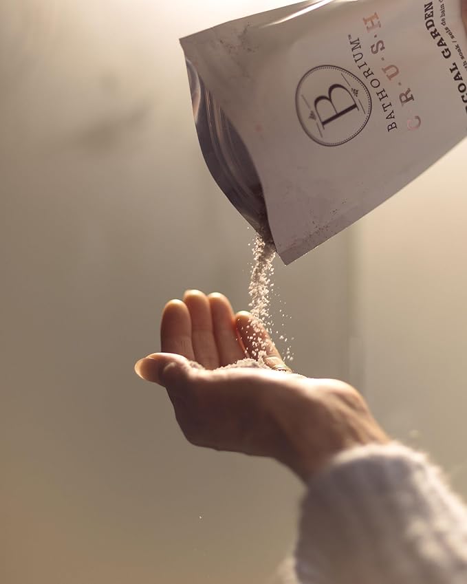 Bathorium Charcoal Garden Detox Crush, Purifying Bath Soak with Activated Charcoal & Eucalyptus, pH-Balanced, Herb-Scented Bath Soak, 5+ Baths, 21 oz