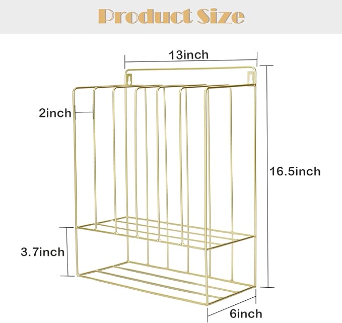 ikare Hair Color Organizer for Salon - Wall-Mounted Salon Organizers and Storage with Two Expansion Screws, Iron Salon Storage Rack with Hair Dye Paste Hanging Space (GOLD)