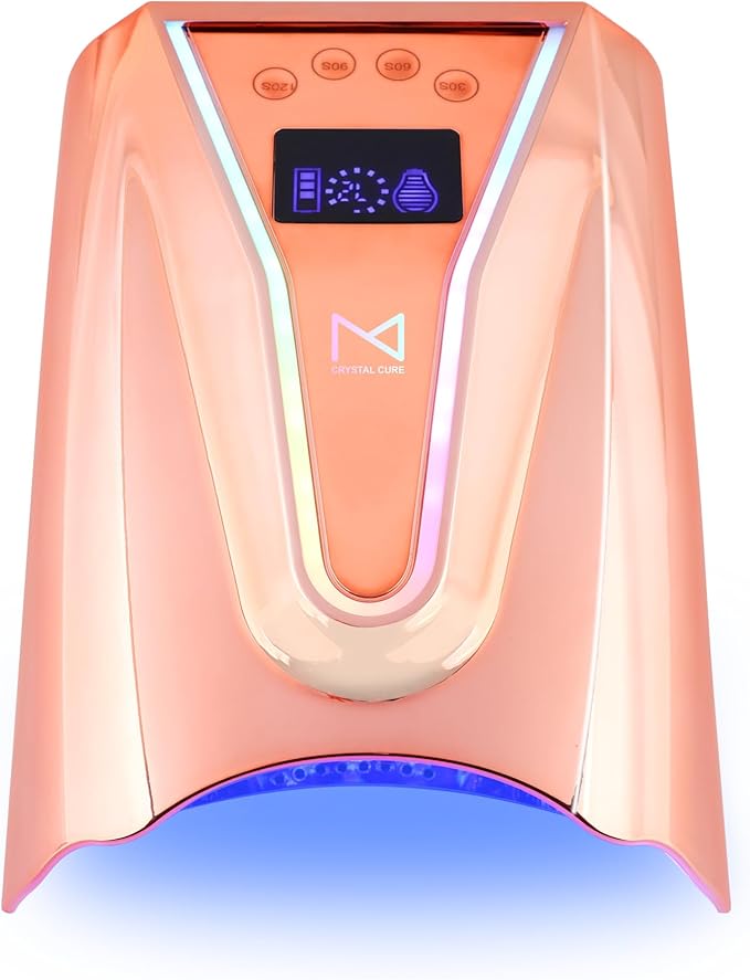 M - Crystal Cure 128W UV/LED Nail Lamp | Fast Curing with 45 Powerful LEDs | Cordless, Rechargeable, Auto Sensor |Gift Mom Professional Gel Nail Dryer for Manicures & Pedicures (Rose Gold)