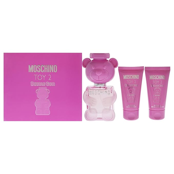 Moschino Toy 2 Bubble Gum Women's 3 Pc Gift Set: 1.7oz EDT Spray, Body Lotion, Bath and Shower Gel