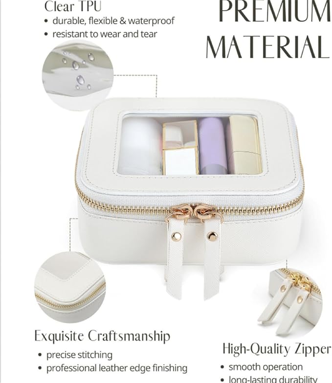 Small Clear Makeup Bag Travel Cosmetic Case, Portable Make Up Organizer Traveling Compact Car Bag for Essentials Transparent Toiletry Bag with Zipper