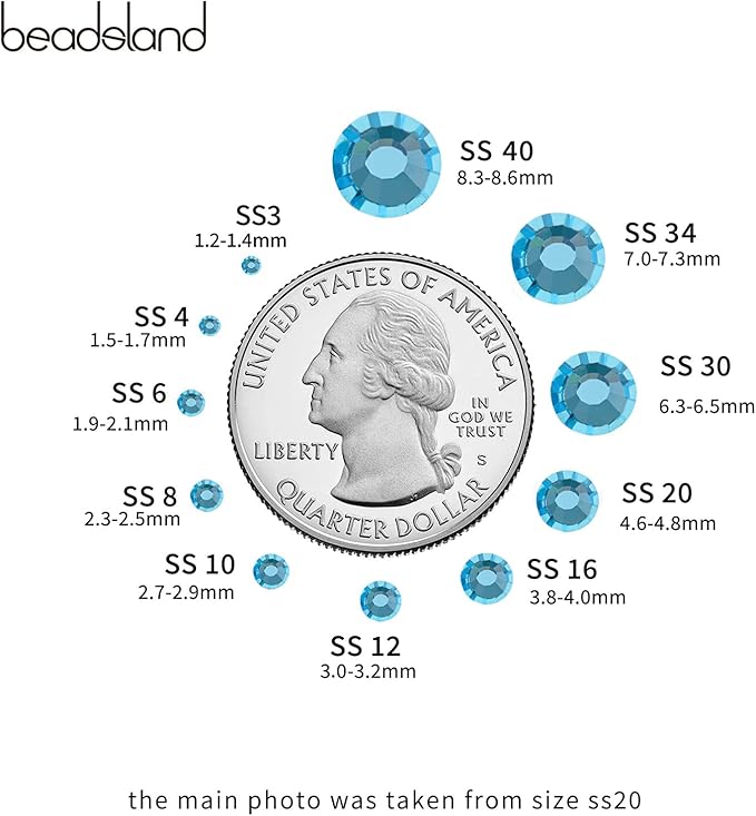 Beadsland Hotfix Rhinestones Bulk, 14400PCS Crystal Hot Fix Rhinestones for Crafts Clothes DIY Decoration, Aquamarine, SS16, 3.8-4.0mm