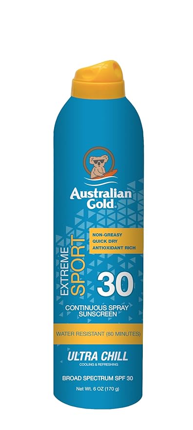 Australian Gold Extreme Continuous Spray Sunscreen SPF 30, Broad Spectrum, Sweat and Water Resistant, Non-Greasy, Sport-New, Coastal Breeze, 6 Ounce 5.6 Ounce (Pack of 1) SPF 30 - Spray