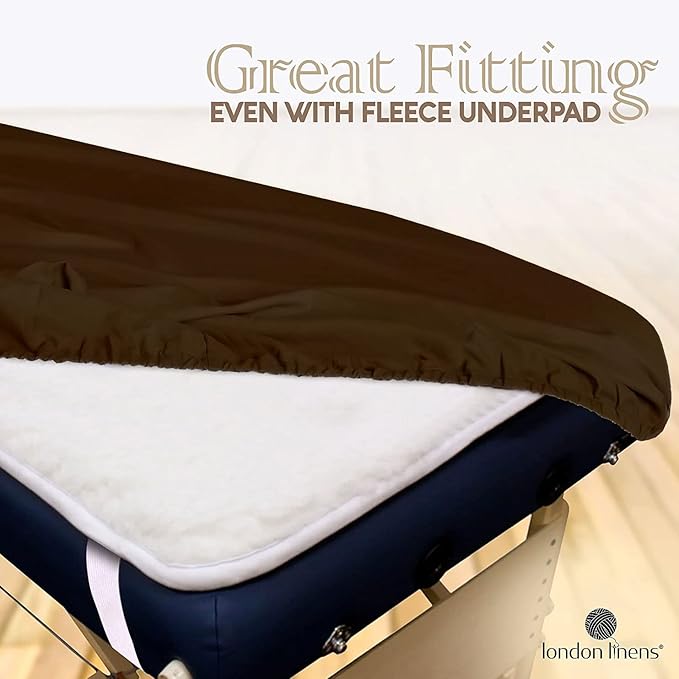 LONDON LINENS Soft Microfiber 3-Piece Massage Table Sheets - Super Lightweight, Stain and Wrinkle Resistant - Includes Table Cover, Fitted Sheet, and Face Rest Cover (Mocha)