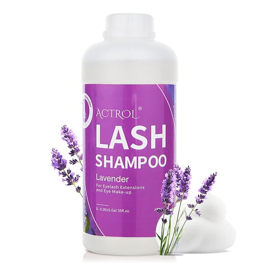 Eyelash Extension Cleanser Lavender 1L Natural Lash Extension Shampoo Professional Eyelid Foaming Cleanser Paraben & Sulfate Free Non-lrritating with Salon and Home Care