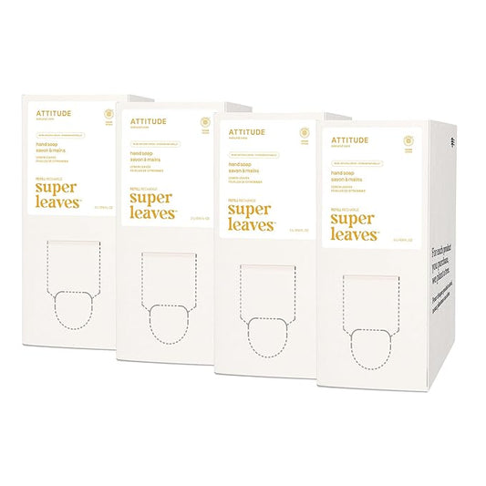 ATTITUDE Liquid Hand Soap, EWG Verified, Plant and Mineral-Based, Vegan Personal Care Products, Lemon Leaves, Bulk Refill Format, 67.6 Fl Oz