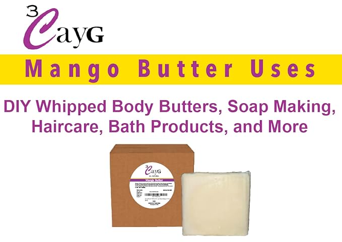 3CayG Mango Butter 5LB All Natural Bulk| Great for Whipped Body Butter Lotion and Soap Making Wild Harvested Naturally Refined