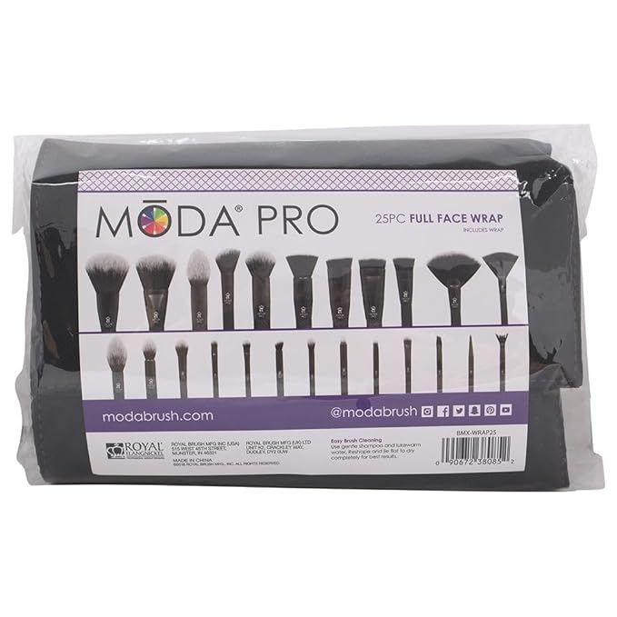 Royal & Langnickel Full Size MODA Pro Full Face 25PC Makeup Brush Set with Travel Pouch