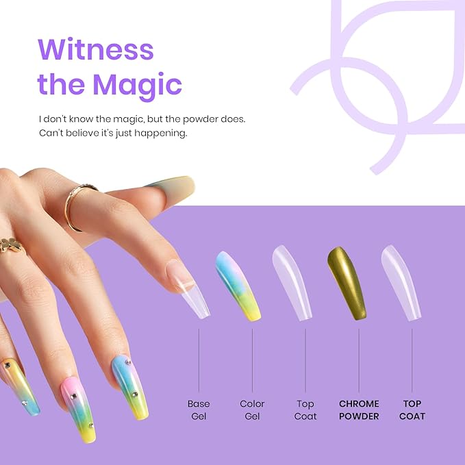 Beetles Pearl Chrome Nail Powder 4 Colors Metallic Mirror Effect Pigment Iridescent Aurora Mermaid Silver Pink Powder Kit for Gel Polish Nail Art Decoration Nail Trend DIY