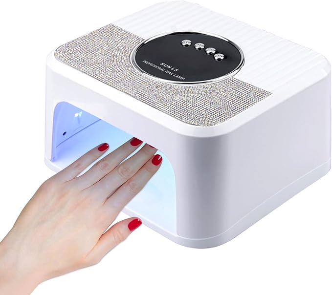 288W UV Light for Nails, UV Nail Lamp for Gel Nails, Diamond LED Nail Dryer for Gel Polish,Professional UV LED Nail Lamp, Fast Nail Curing Lamp 4 Time Setting & Auto Sensor for Salon & Home