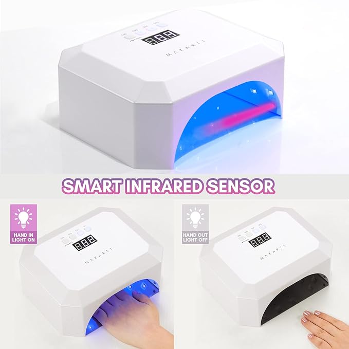 Makartt Rechargeable UV LED Light Cordless Nail Lamp Aurora 36W Professional Nail Dryer Bundle With Gel Nail Polish Kit,Black White Nail Polish Gel Set Noir & Blanc Fall Color Soak Off Nail Gel Polish