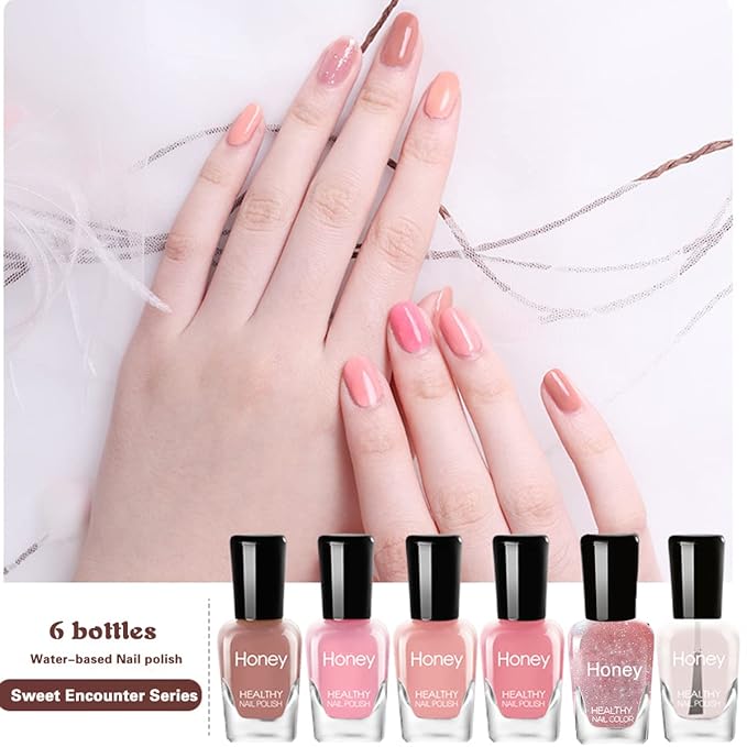 Non Toxic Nail Polish Set, Easy Peel Off and Fast Dry Nail Polish Set for Pack, Eco Friendly & Organic Water Based Nail Polish for Women,Teens
