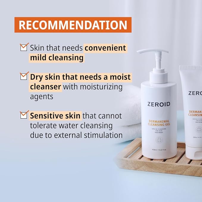 ZEROID | Dermanewal Cleansing Gel | Hydrating Face and Body Wash | Moisturizing Korean Shower Gel | Body Care for Women & Men | Korean Bath Products | Body Care Skin Treatments | 15.22 fl oz (450ml)