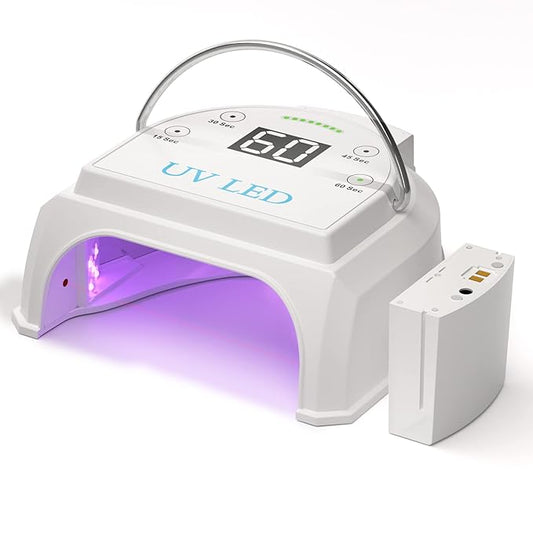 80W Professional Cordless UV LED Nail Lamp, UV Lights for Nails with 45 Beads and Rechargeable Battery, Portable LED Gel Nail Curing Dryer, Nail Polish Machine for Salon or Home, White