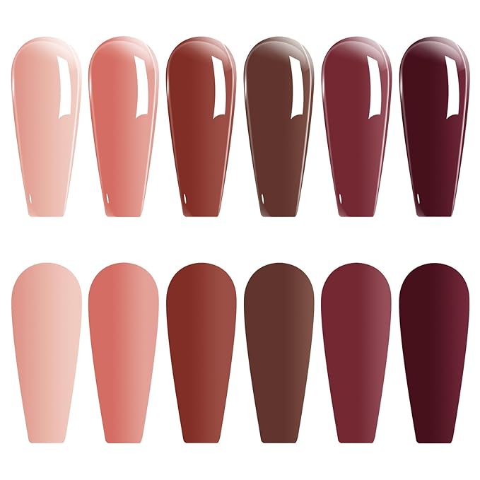 Vishine Jelly Gel Nail Polish Fall Winter Crystal Transparent Gel Polish Set Translucent Sheer Clear Dusty Rose, Red Burgundy, Skin Nude Gel Polish 6 Colors Gift Collection Manicure Kit 8ml