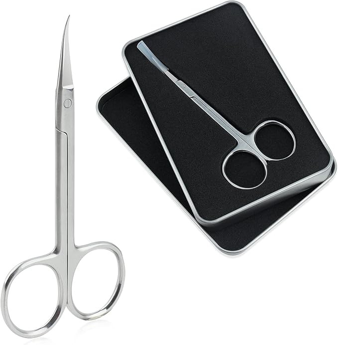 Cuticle Scissors for Women and Men Curved Stainless Steel with Tip Grooming Blades Manicure Nail for Dry Skin Nail Scissors (1)