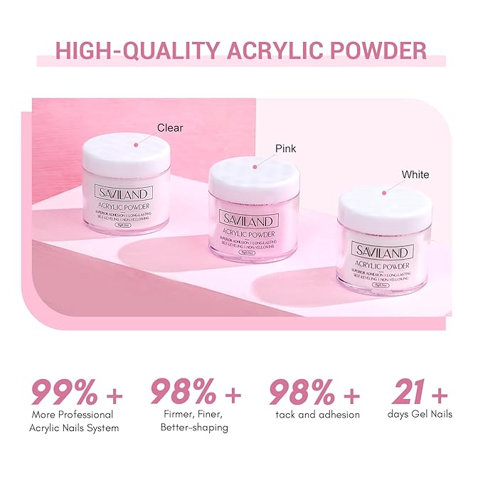 SAVILAND Acrylic Nail Kit – Nails Kit Acrylic Set with Nail Drill Brushes Gel Polish Clear Nails Tips Nail Art Tools Nail Stuff for Starters DIY Christmas Gift